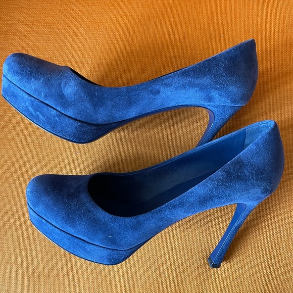 YVES SAINT LAURENT Swede BLUE HEELS💝HP - Picture 10 of 14